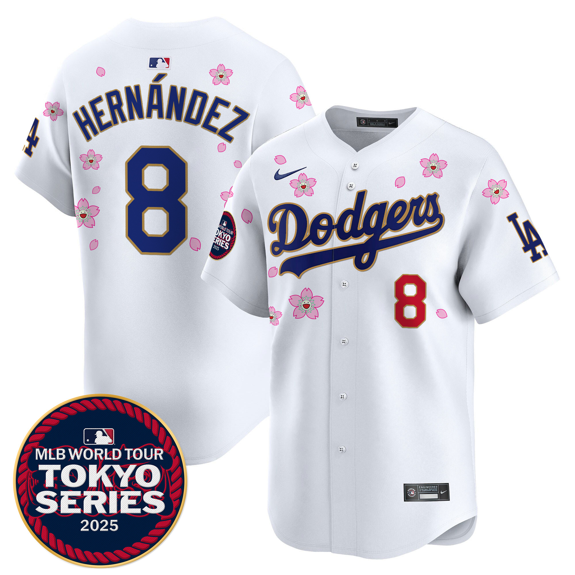 Men Los Angeles Dodgers #8 Hernandez Tokyo Series white Limited Stitched 2025 Jersey style 2->los angeles dodgers->MLB Jersey